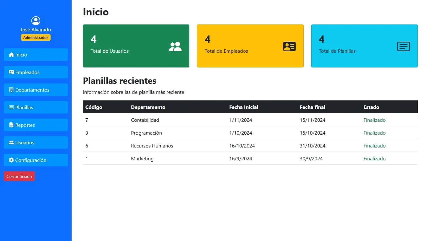 Sistema para gestión de nóminas de empleados