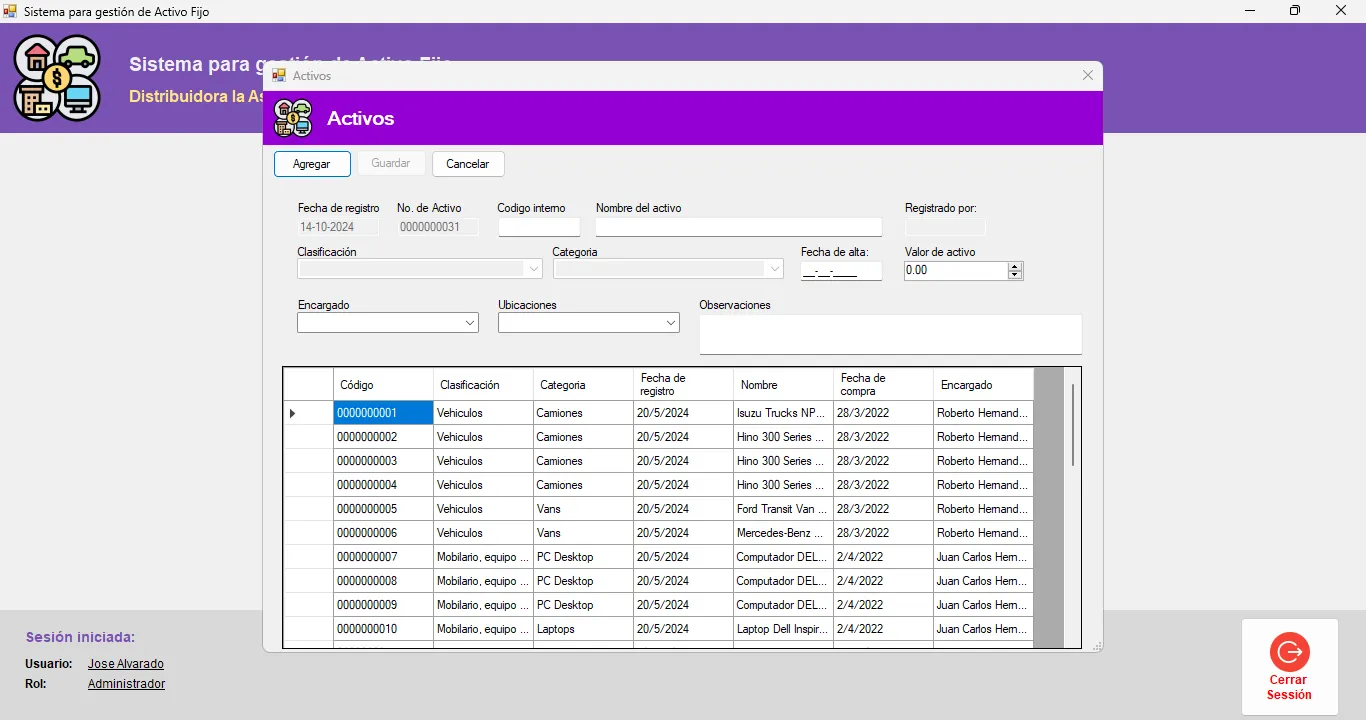 Sistema para gestión de Activo Fijo